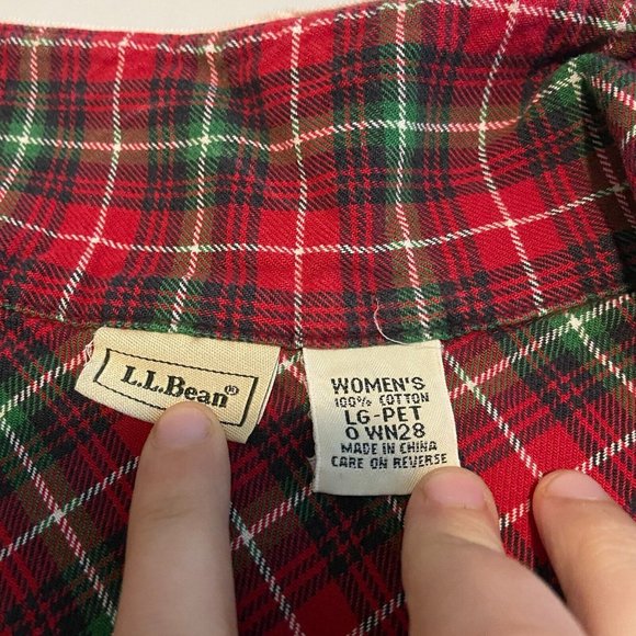 LL Bean Women LP Nightgown Night Shirt Red Plaid Sleep Gown Flannel Pajama Soft - Picture 4 of 8